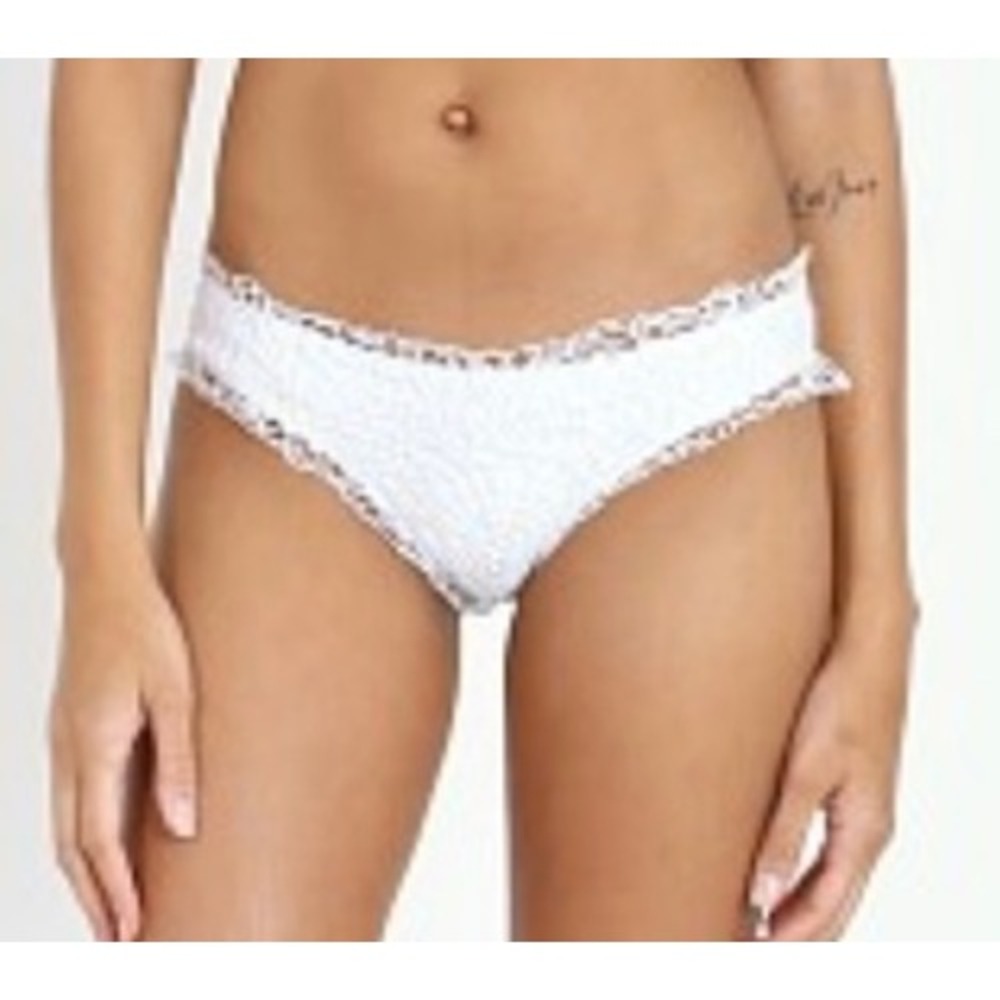 Beach Riot White Milos Crochet‎ Lace Trim Bikini Bottom Swimsuit L new